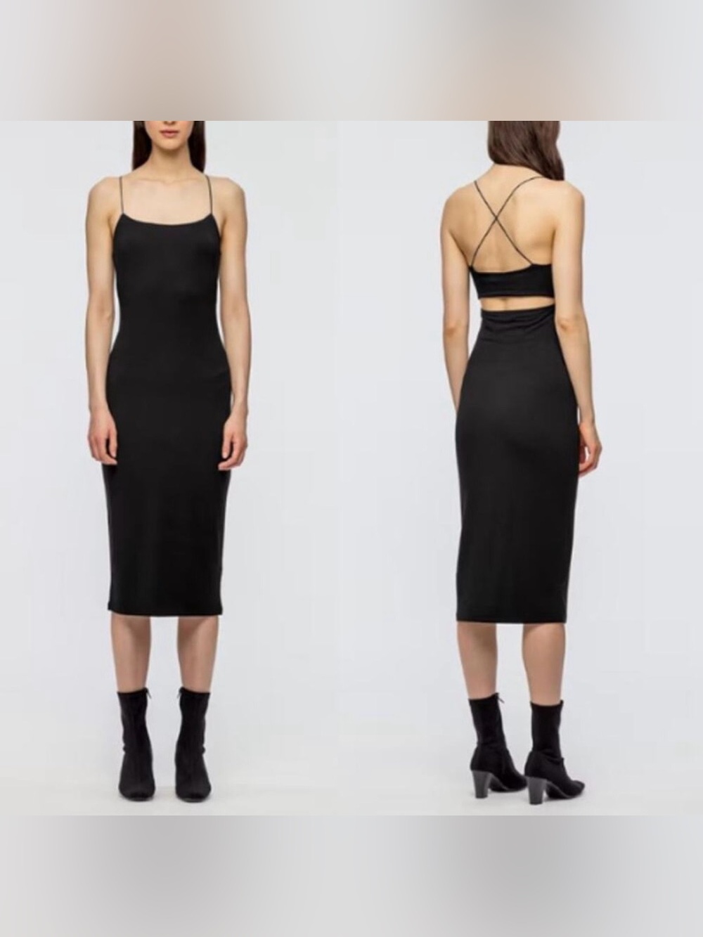 T by Alexander Wang Strappy Midi Dress w. Cut Out Back Detail